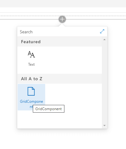 Select the GridComponent web part