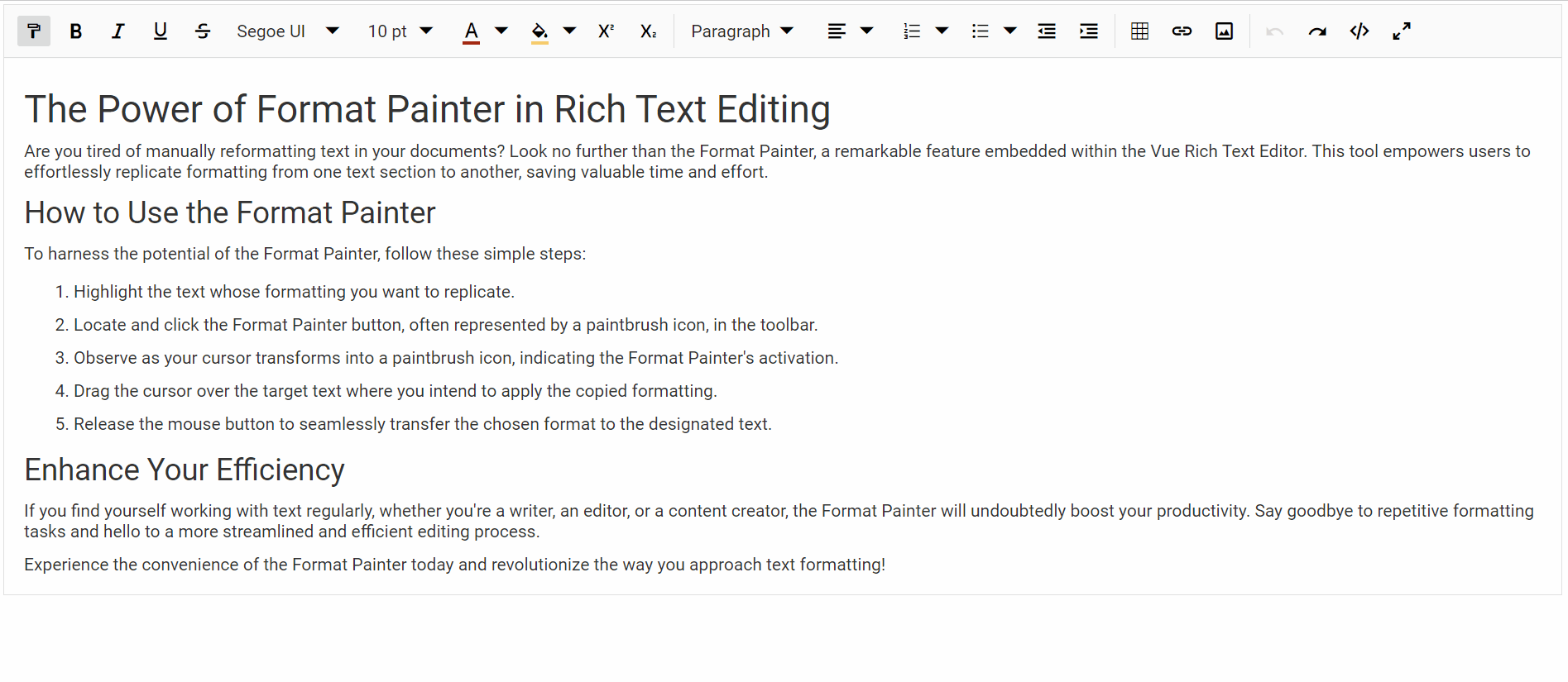 Using Keyboard Shortcuts in Format Painter