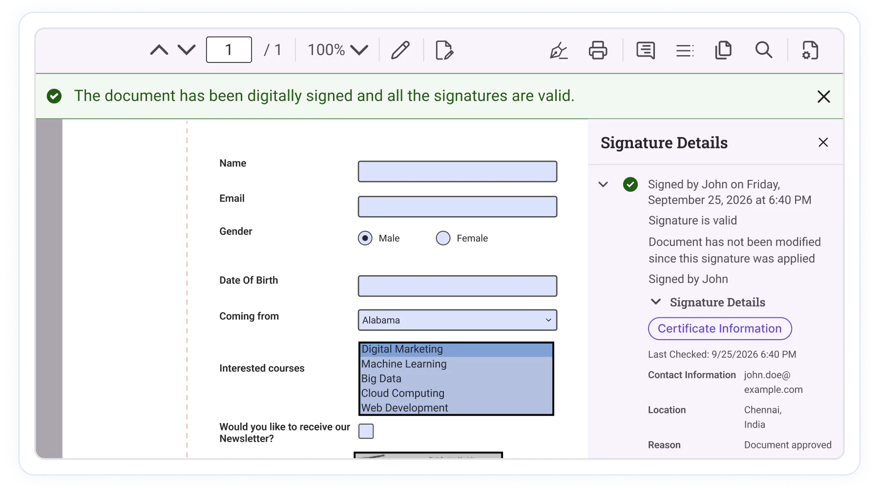 Adding and validating digital signatures in .NET MAUI PDF Viewer