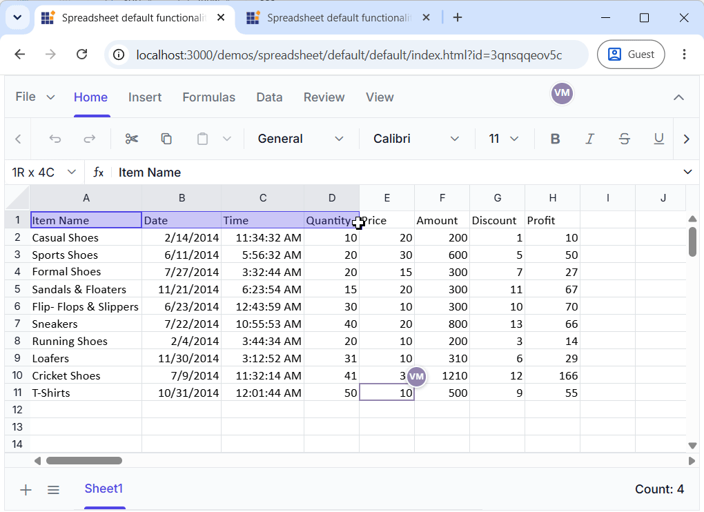 Real-time collaboration in Spreadsheet Editor