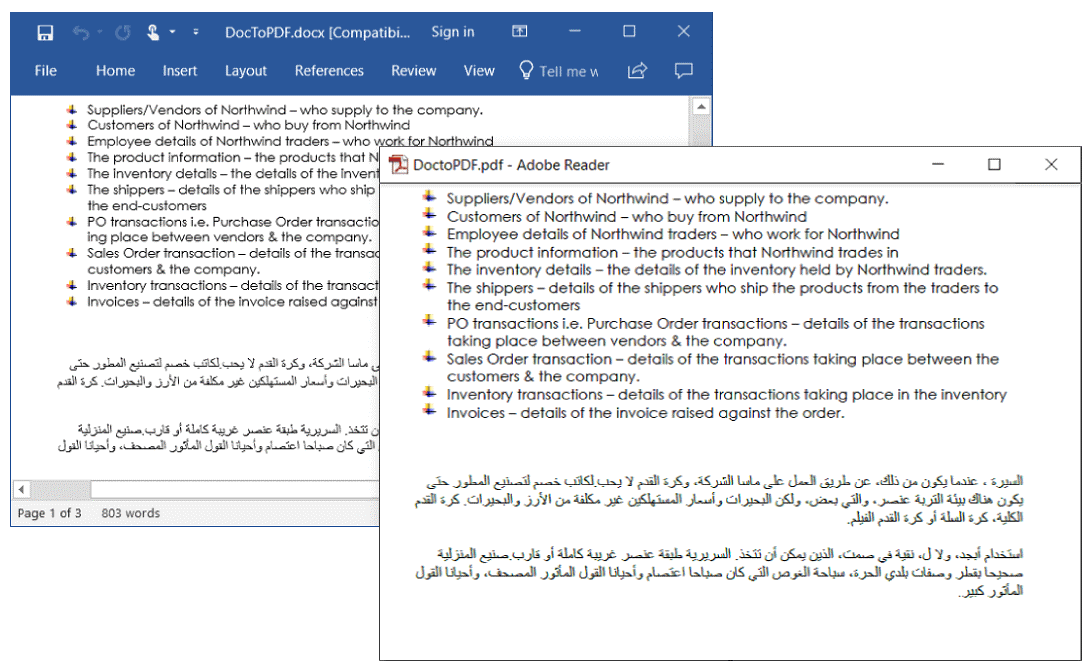 Improved RTL Text Support in Word-to-PDF Conversion