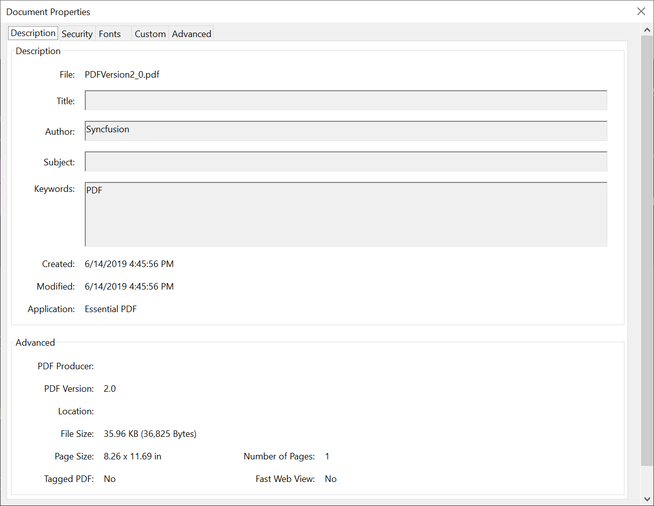 Output PDF File Generated with PDF Version as 2.0