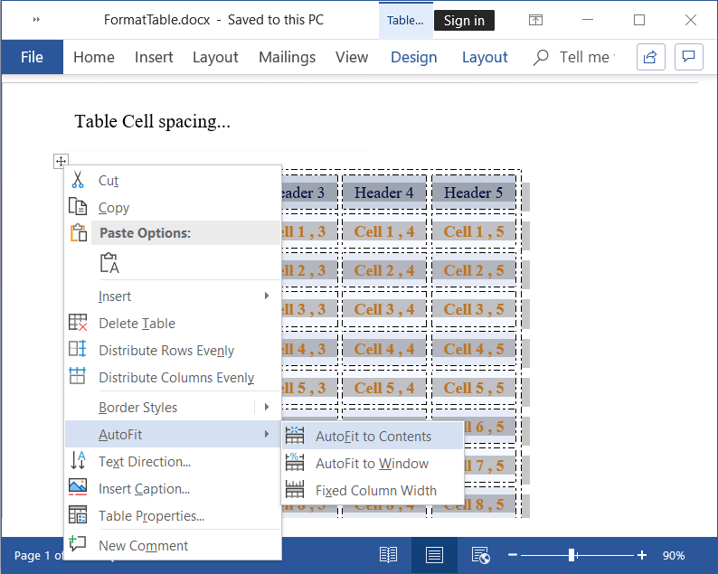 Autofit table content