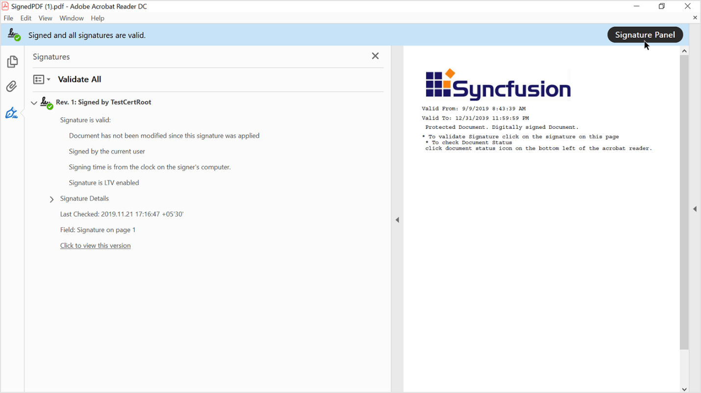 Create long-term validation (LTV) while signing PDF documents externally