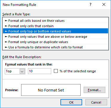 Top or bottom ranked values