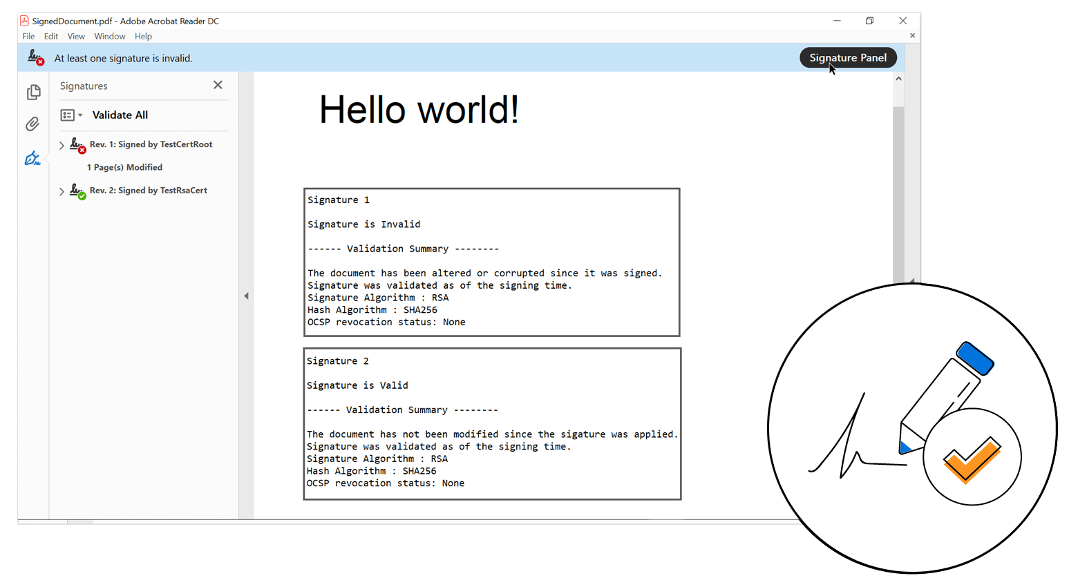 Validate the incrementally saved PDF digital signatures