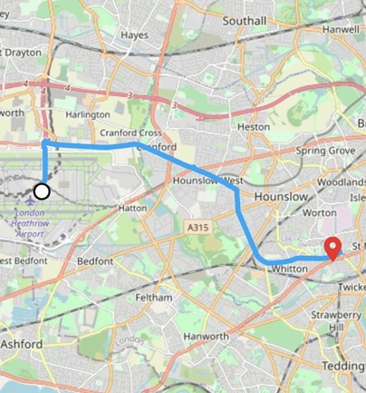 Navigation route drawn using polylines