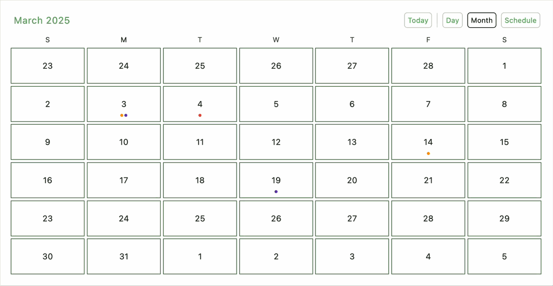 Touch support for the month cell builder in Flutter Calendar