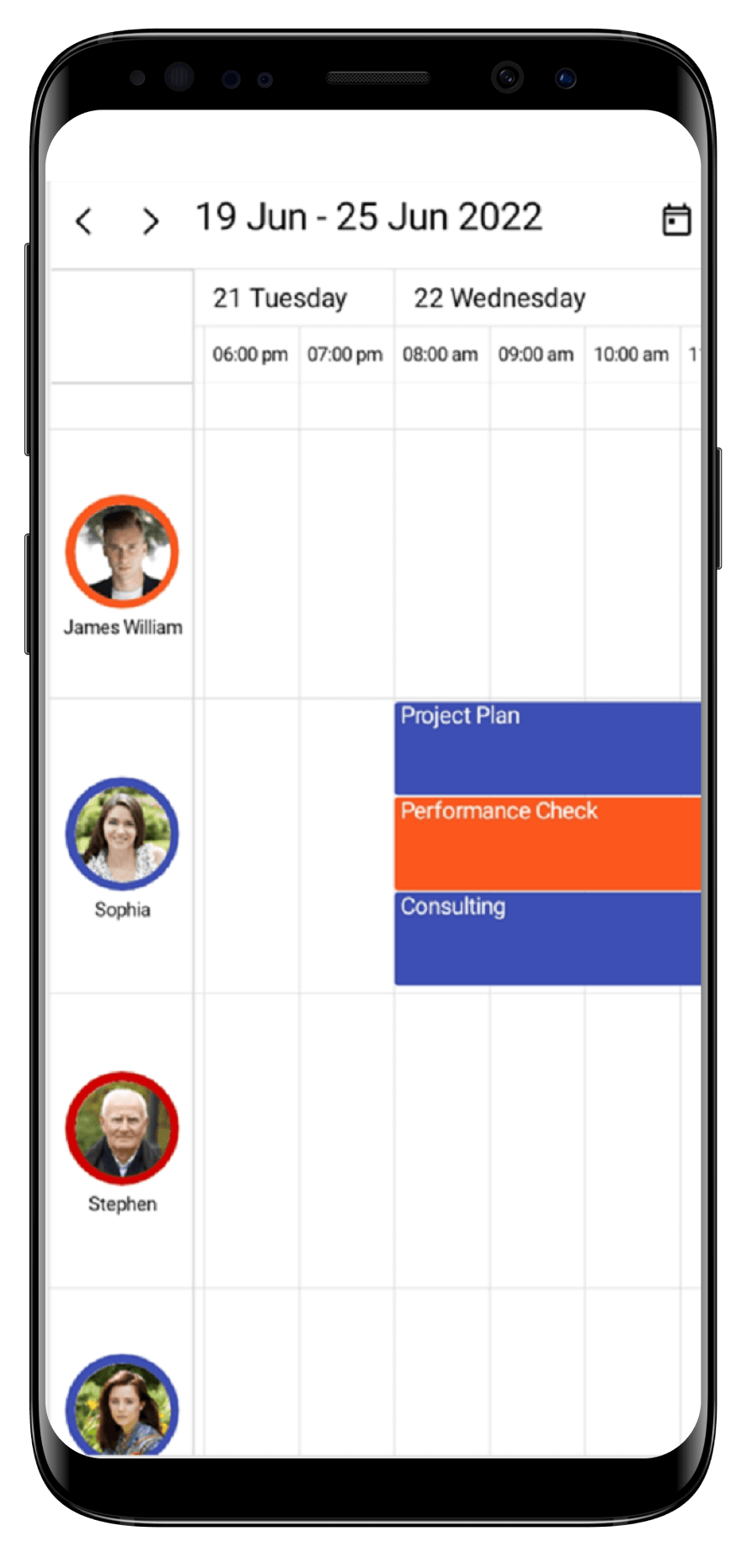 Resource View in the .NET MAUI Scheduler’s Timeline View