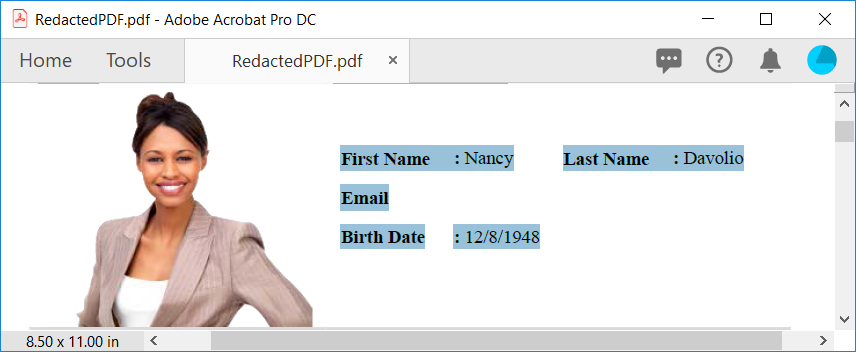 Redacted PDF without overlay color