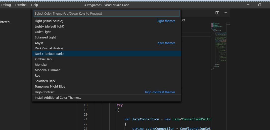 List of Themes for VS Code