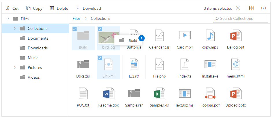 Drag and drop files in File Manager