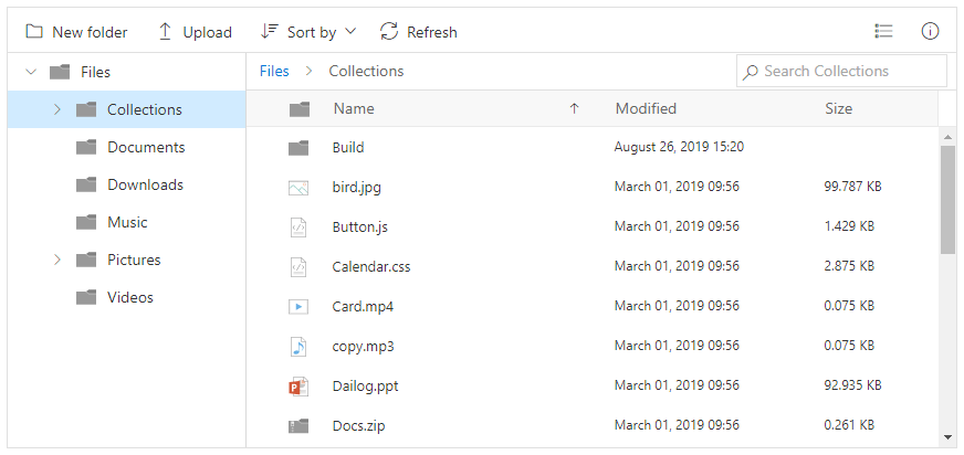 File Manager with details view
