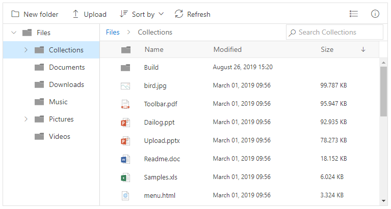 Sorted files in File Manager