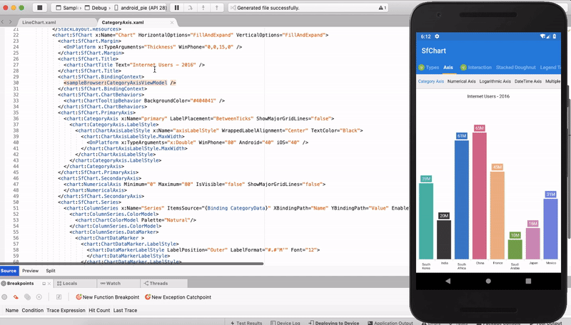 Xamarin Hot Reload in Syncfusion Charts
