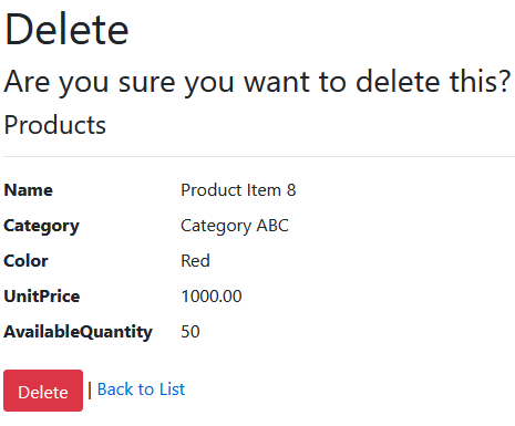 Deleting the product