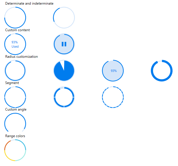 Different modes of circular progress bar with customization