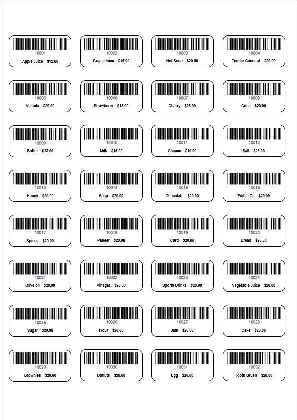 Barcode labels generated by using Syncfusion mail merge API