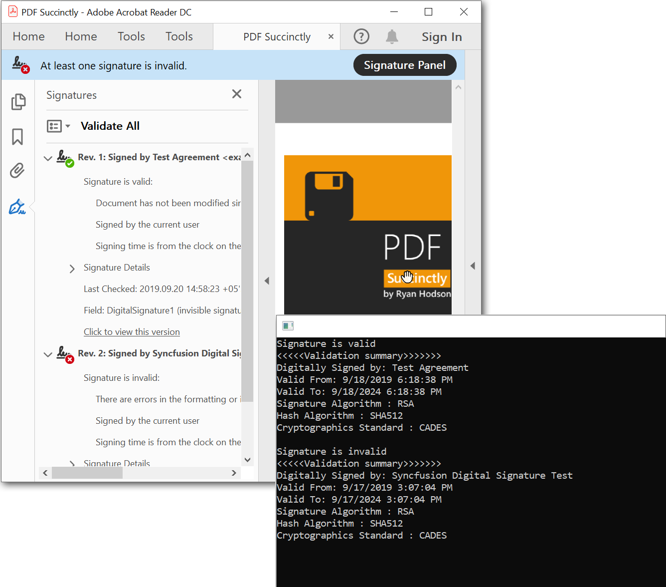 Validating PDF digital signatures