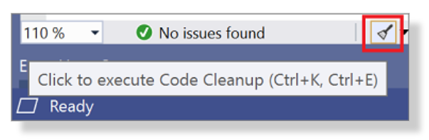 Code Cleanup Button.