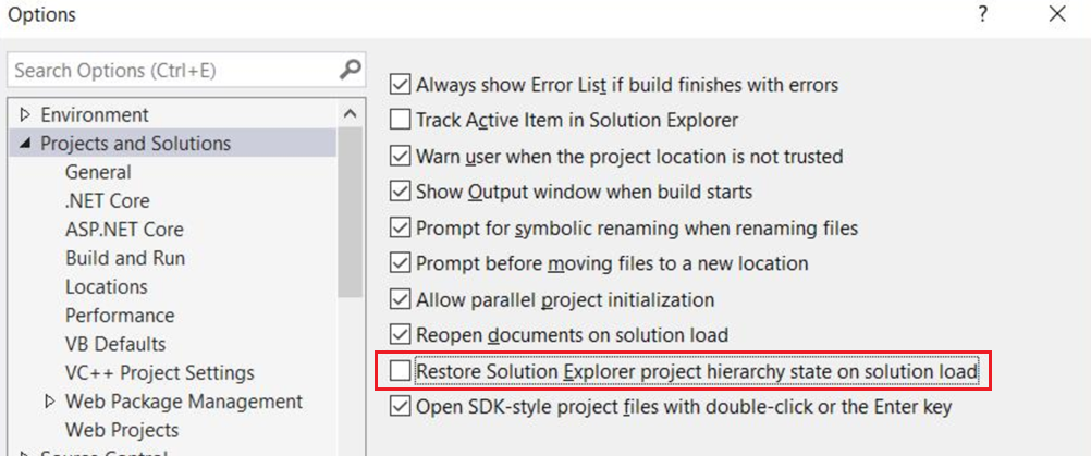 Improving Project Load Performance.