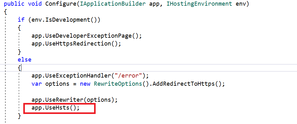 Setting HSTS Policy in Code.