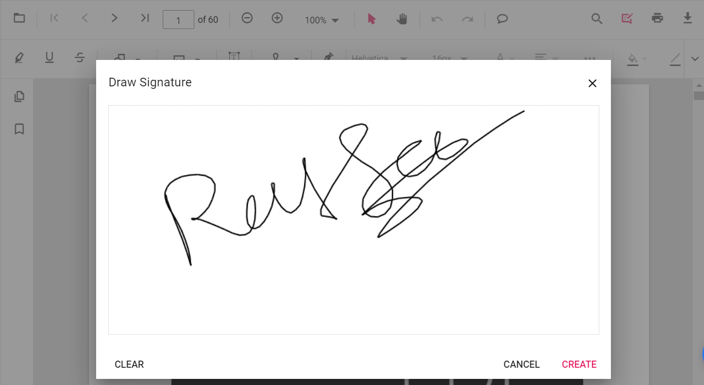 Handwritten Signature in a PDF.
