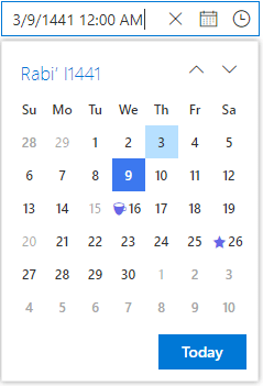 Islamic Calendar in DateTime Picker.