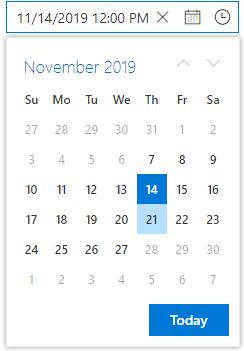 Pop-up Calendar in DateTime Picker.