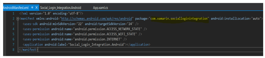 Configuring Android Project Manifest
