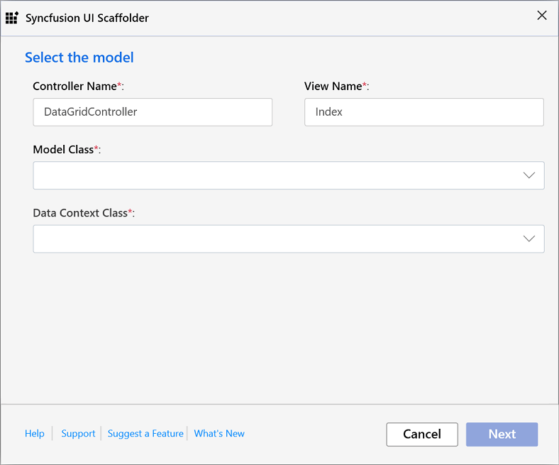 DataGrid model configuration dialog