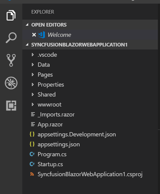 Generated Syncfusion Blazor Application