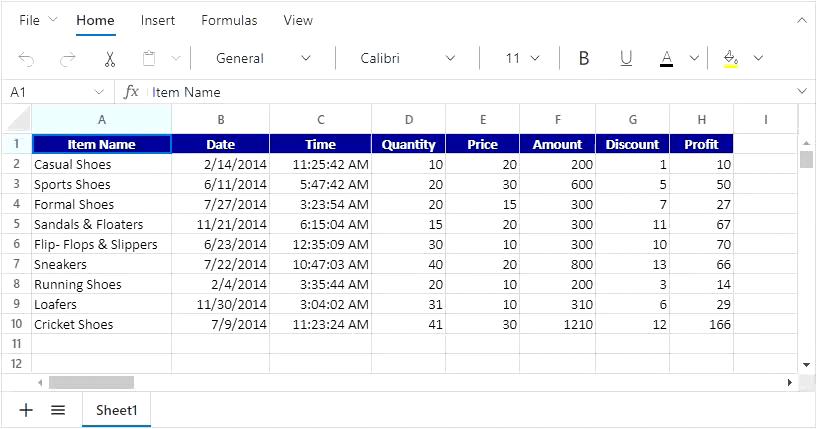 Performing Undo and Redo Operations in Spreadsheet