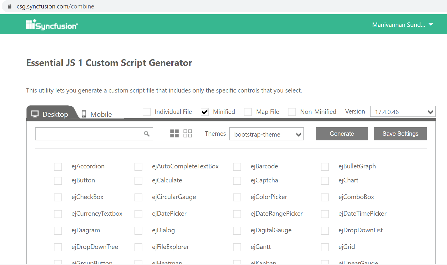 Custom script generator for Essential JS 1