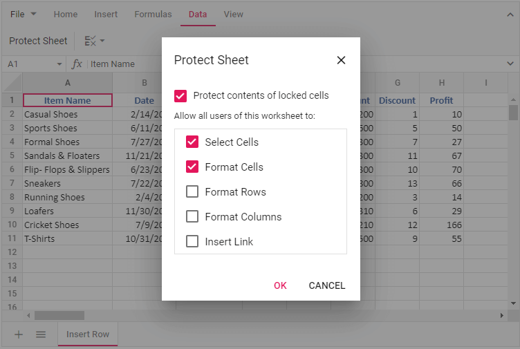 Restricting Spreadsheet Interactions