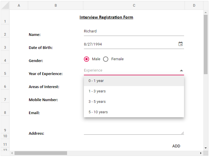 Spreadsheet with Cell Templates