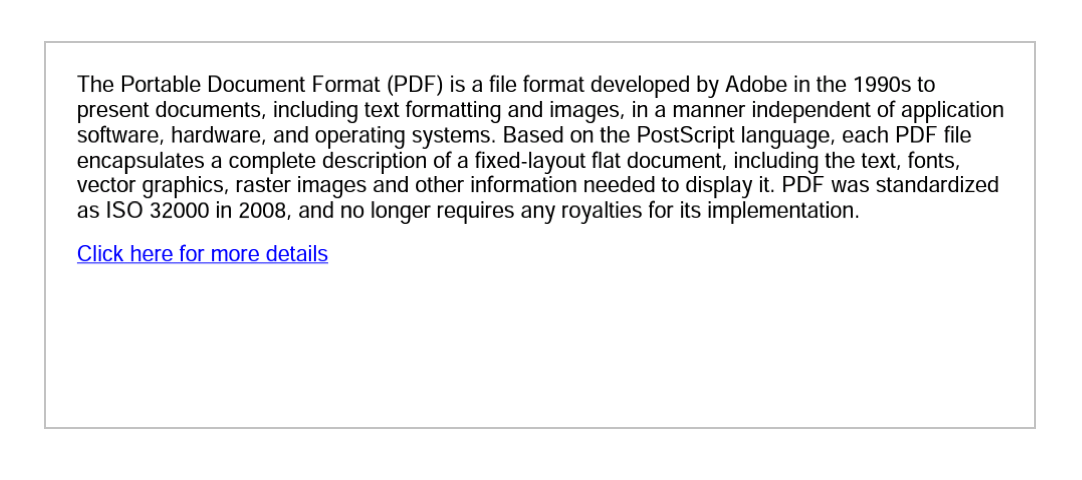 A hyperlink in a PDF file