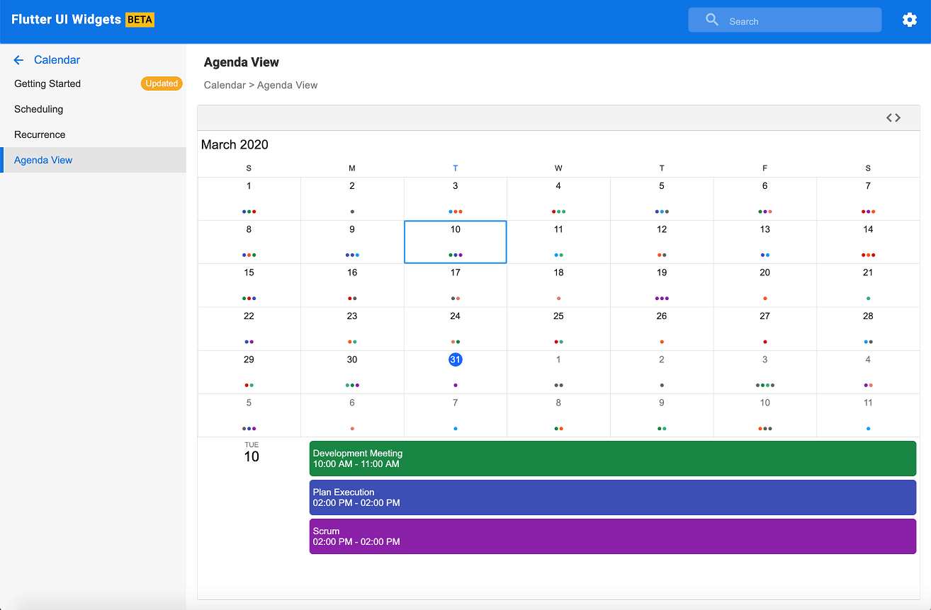 Calendar web demo