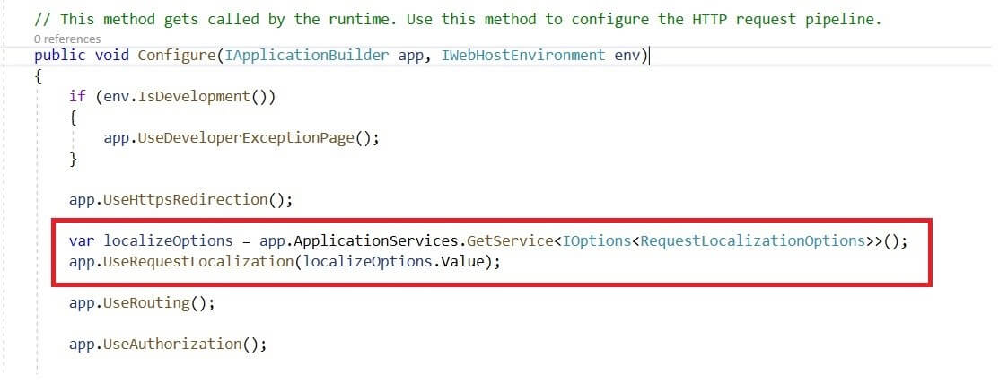 Configure Request Localization Middleware