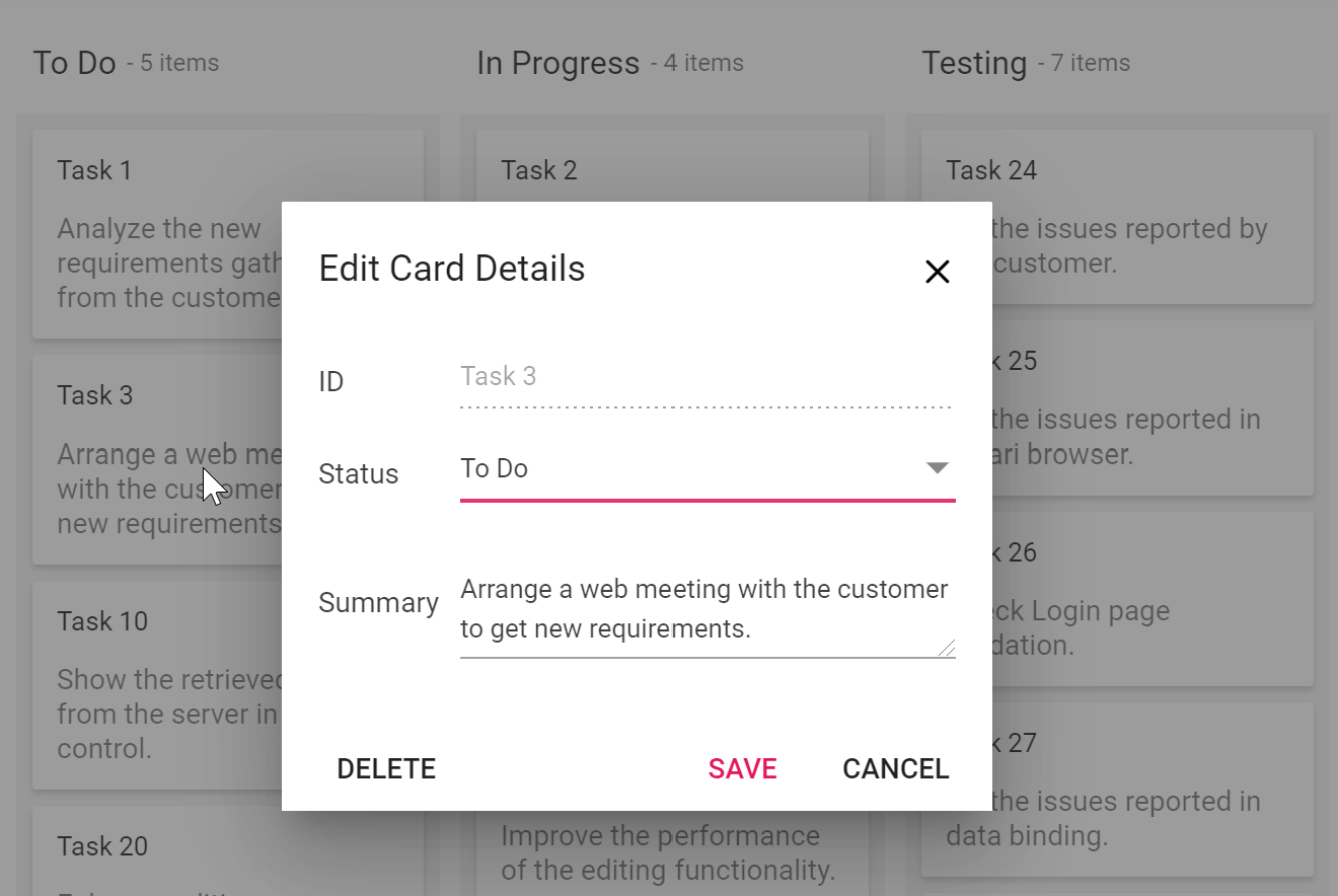 Editing Module - JavaScript Kanban