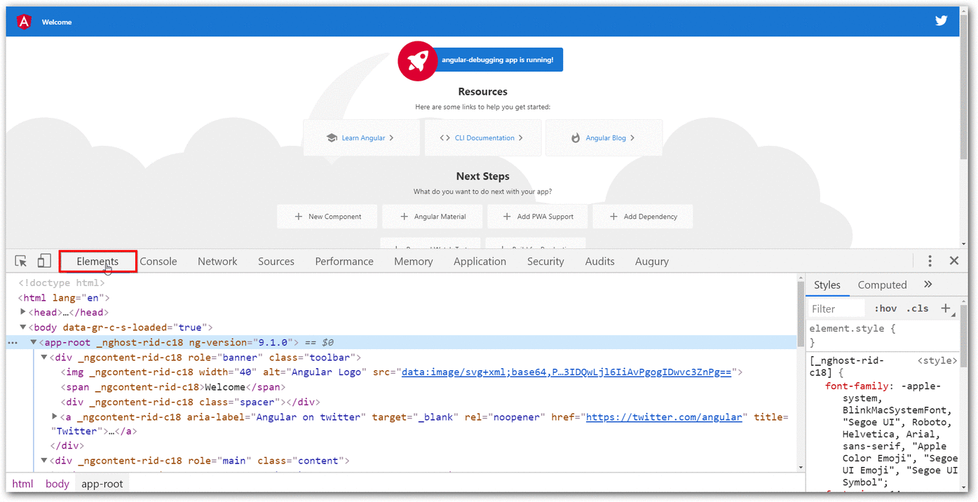 Get the Angular Component in the Developer Console