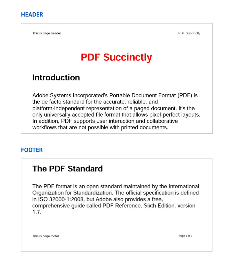 Header and Footer in PDF