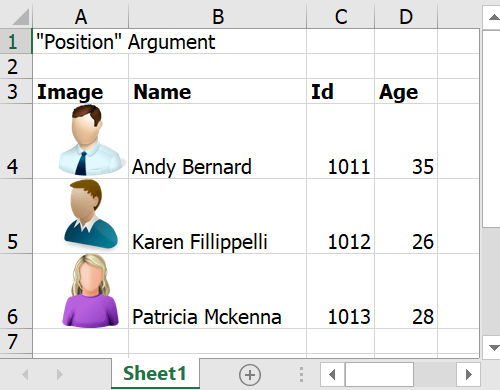 Data filled with position argument