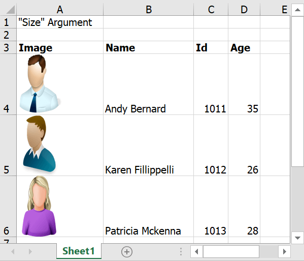 Data filled with size argument