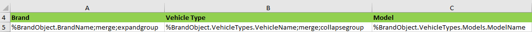 Input template for default layout and group options