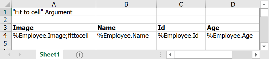 Input template with fittocell argument