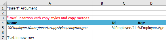 Input template with insert argument