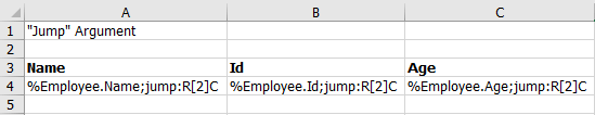 Input template with jump argument