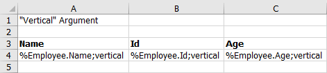 Input template with vertical argument