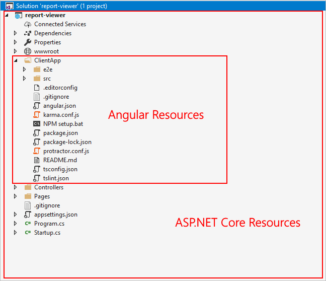 Project structure of ASP.NET Core Angular project